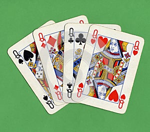 Poker of queens cards