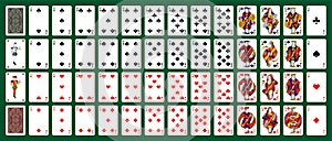 Poker set with isolated cards on green background