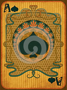 Poker spades card in art nouveau style, vector