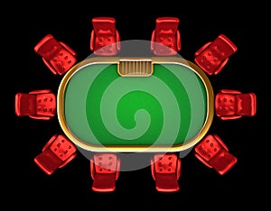 Poker table with chairs top view