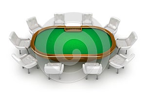 Poker table with chairs top view