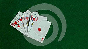 Poker table. The combination of playing cards. Win at the casino. Black Jack. Betting at the casi photo