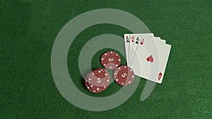 Poker table. The combination of playing cards. Win at the casino. Black Jack. Betting at the casi photo