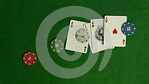 Poker table. The combination of playing cards. Win at the casino. Black Jack. Betting at the casi photo