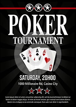 Poker tournament event invitation design in vector