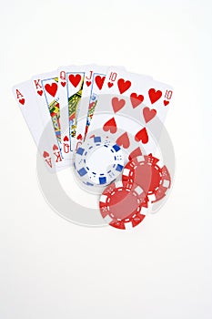 Pokerchips and playingcards