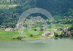 Pokhara city along Phewa lake