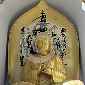 Golden Buddha Statue at World Peace Pagoda Shanti Stupa