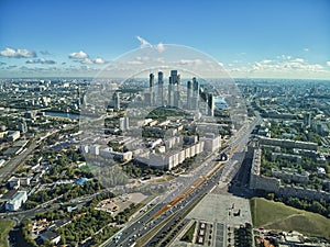 Poklonnaya Hill in Moscow, Russia, aerial drone view