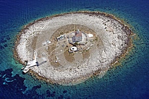 Pokonji Dol lighthouse aerial shot