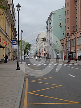 Pokrovka street in the historical center of Moscow