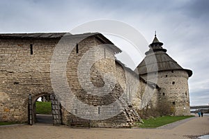 Pokrovskaya tower and Pokrovskie gate in Pskov city, Russia