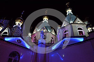 The Pokrovsky temple in night