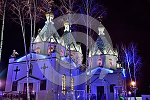 The Pokrovsky temple in night