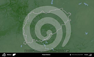 Polack District outlined, Belarus. Physical