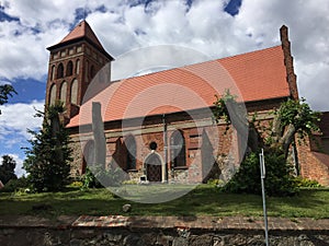 Poland, Boreczno near Ilawa, local church on a hill