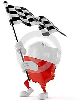 Poland character waving race flag