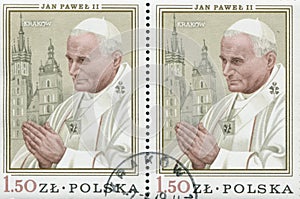 POLAND, circa 1982: postage stamp printed in Poland showing an image of John Paul II, circa 1982