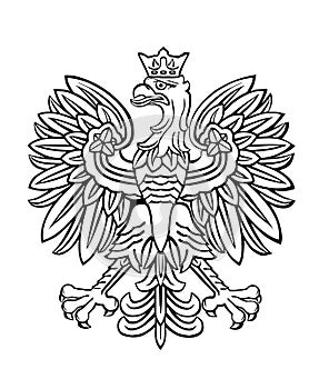 Poland coat of arms, seal national emblem, isolated on white background.