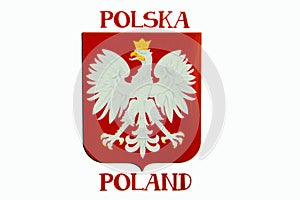 Poland coat of arms, seal, national emblem, isolated on white background. Coat of arms of poland