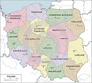 Poland - contour map, vector illustration