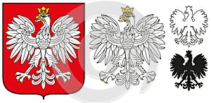 Poland Emblem - White Eagle,Shield And Silhouette photo