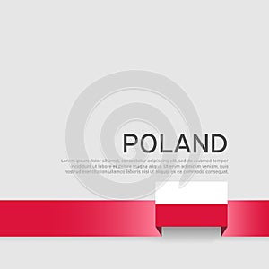 Poland flag background. Ribbon poland flag colors on white background. National poster. Vector flat design. Polish state patriotic