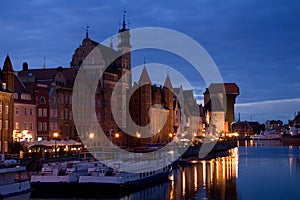 Poland, Gdansk old city at night