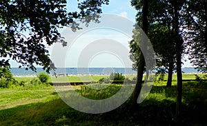 Poland, Gdansk, Westerplatte, view of the beach and the waters of the Gulf of Gdansk