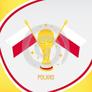 Poland Gold Football Trophy / Cup and Flag