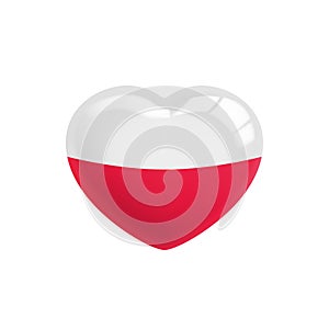 Poland Heart Symbol. Poland Flag Icon in the Shape of Heart. Abstract Patriotic Polish Flag with Love symbol. Conceptual symbol