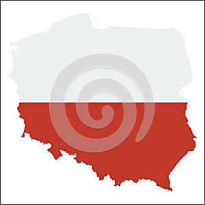 Poland high resolution map with national flag.