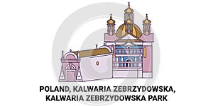 Poland, Kalwaria Zebrzydowska, Kalwaria Zebrzydowska Park travel landmark vector illustration