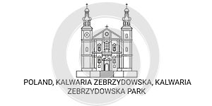 Poland, Kalwaria Zebrzydowska, Park travel landmark vector illustration