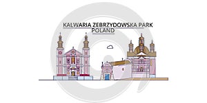 Poland, Kalwaria Zebrzydowska tourism landmarks, vector city travel illustration