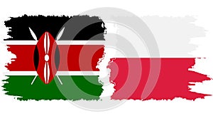 Poland and Kenya grunge flags connection vector