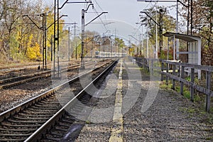 Poland, Krakow, eco-friendly tram in city, tourist route in Park, walk through autumn city, modern electric cars.old abandoned