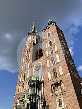 Poland, Krakow, facade of the St. Mary s Church (Kosciol Mariacki)