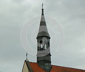 Poland, Krakow, Grodzka Street, church of St. Giles, bell tower of the church
