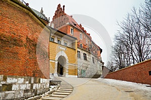 Poland. Krakow. Houses and street of the city of Krakow. February 21, 2018