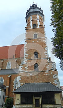 Poland, Krakow, Kazimierz, Corpus Christi Basilica, bell tower of the basilica