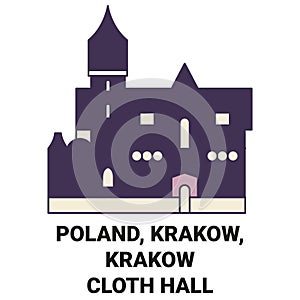 Poland, Krakow, Krakow Cloth Hall travel landmark vector illustration