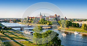 Poland. Krakow panorama with Wawel and Vistula photo