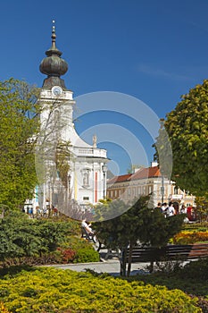 Poland, Malopolska, Wadowice, Market Square, Basilica