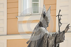 Poland, Malopolska, Wadowice, Market Square, Pope John Paul II Statue