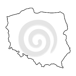 Poland map of black contour curves illustration