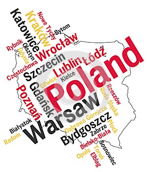 Poland map and cities photo
