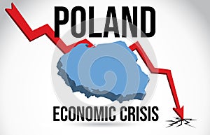Poland Map Financial Crisis Economic Collapse Market Crash Global Meltdown Vector
