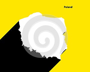 Poland Map on retro poster with long shadow. Vintage sign easy to edit, manipulate