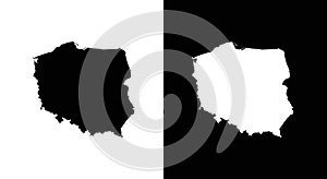 Poland Map Silhouette - Black and White Vector Illustration